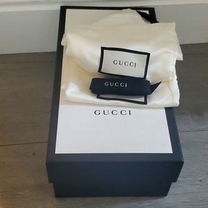 Gucci shoes box with shoe bags and ribbon
